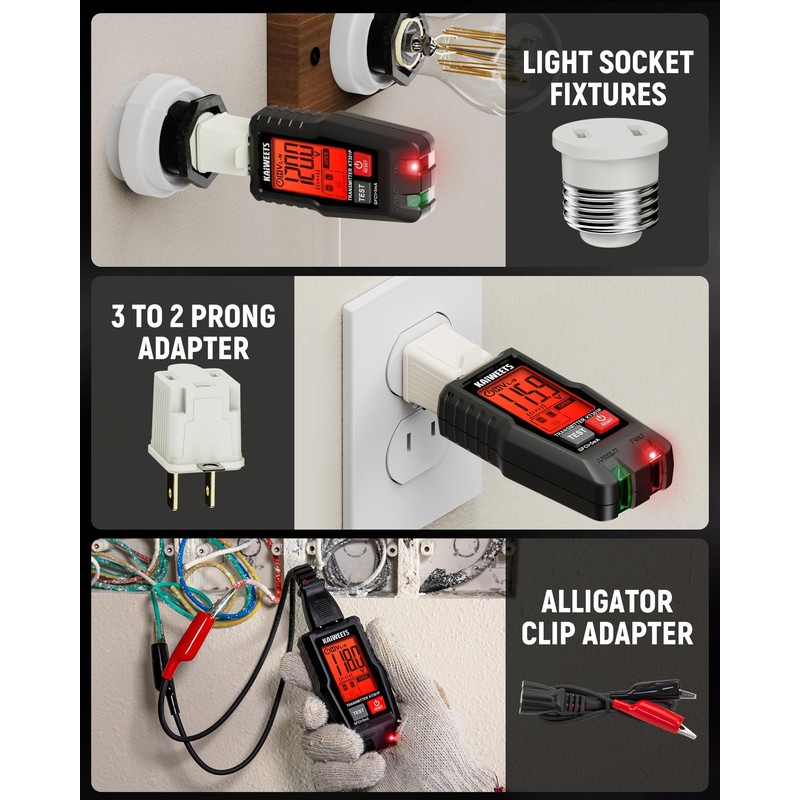 KAIWEETS Circuit Breaker Finder with LCD Display, GFCI Outlet Tester,