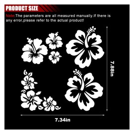 LAINLOY Hawaiian Hibiscus Flower Car Decal Sticker, Waterproof PET Decal, Car Bumper Sticker, Automotive Exterior Decoration Sticker Decal for Car, Truck, SUV, Door, Wall, Laptop (White, Large)