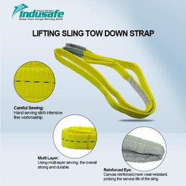 Indusafe 1”x6FT Lift Sling Straps, 2 Ply Polyester Rigging Straps, 3100LBS Load Capacity Flat Eye-Eye Web Sling for Hoist, Tree Stumps, Heavy Duty Cargo