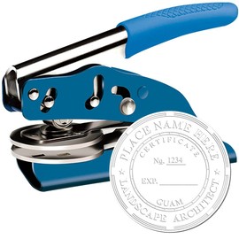 Premium Guam Landscape Architect Seal Embosser, Blue Soft Grip, Size 1-1/2 - Ideal for GU Landscape Architects, GU Landscape Architect Seal, Ideal for Professional Landscape Architecture in Guam