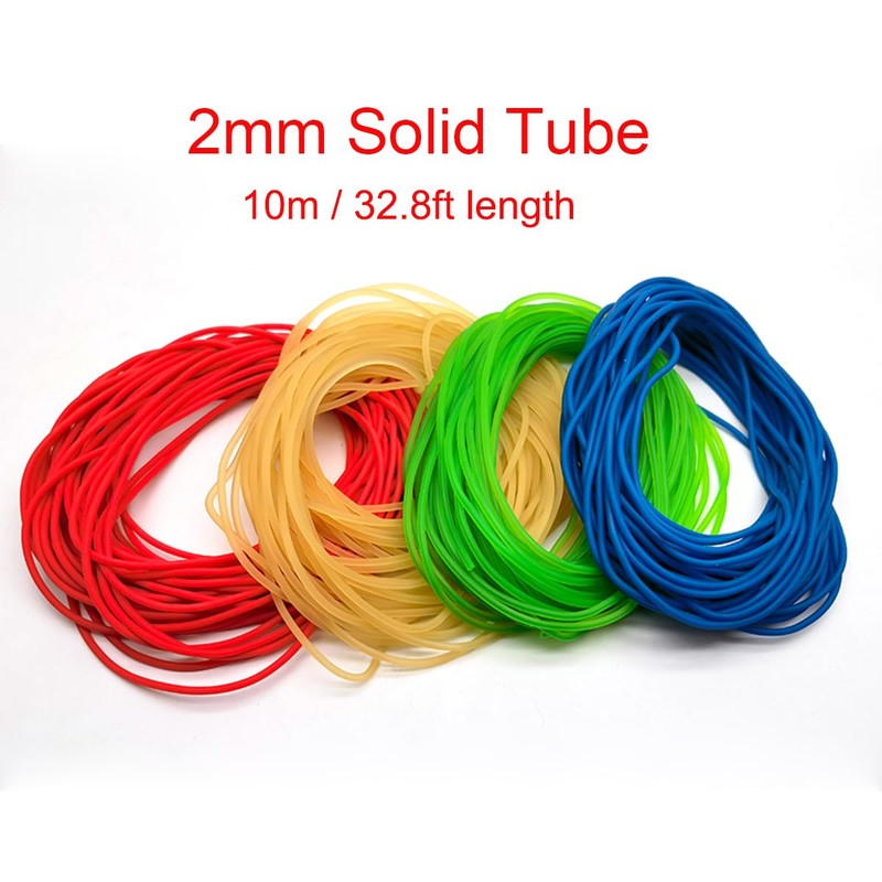 32.8ft 2mm Diameter Solid Rubber Fishing Line, Red Fluorescent Green