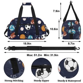 Kids Duffel Bag for Boys - Sport Gym Bag for Woman Man Weekender Overnight Bag Travel Duffle Bag Practice Workout Dance(Sport Ball)