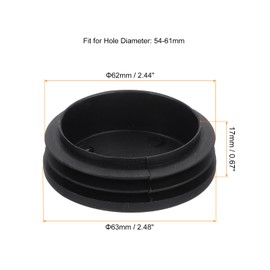 QUARKZMAN 9 Pieces Round Pipe Plugs, Black Lamellar Plugs, 63mm OD (2.48") Pipe Cover Made of High Quality Plastic, Protective Caps for Chair, Sofa, Table, Shelf