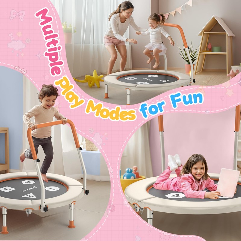 BCAN 36'' Toddler Trampoline, ASTM Certified-Foldable Mini Trampolines for Kids