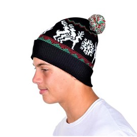 KESIS Humping Reindeer Ugly Christmas Beanie One Size Black