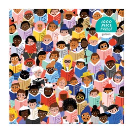 Galison Book Club Puzzle, 1,000 Pieces, 20” x 27'' – Colorful, Humorous Illustration of Hundreds of People Reading Books - Thick, Sturdy Pieces – Challenging, Makes a Great Gift, Multicolor