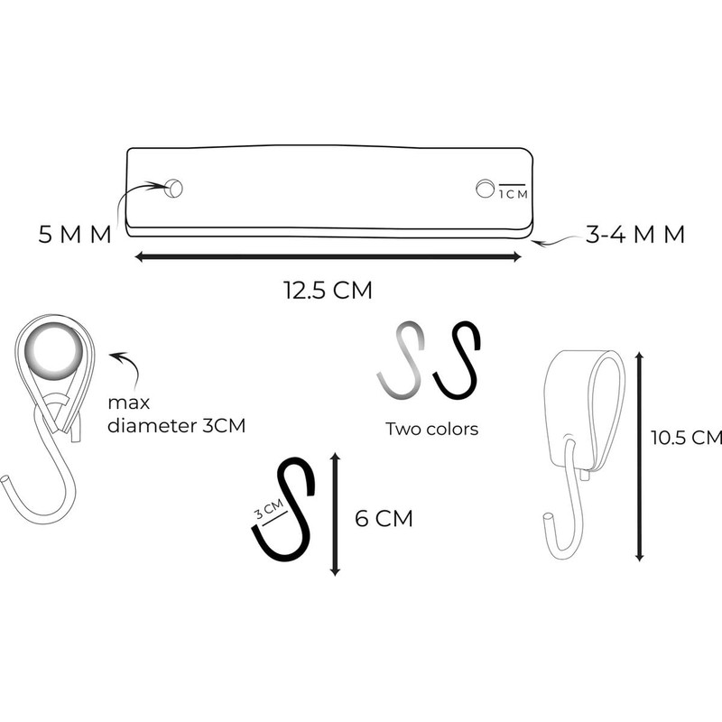Brute Strength - Leather S Hooks for hanging - Grey