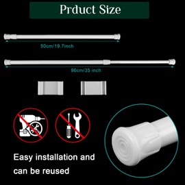 Zubebe 2 Sets RV Refrigerator Bars, Adjustable Non Slip Fridge Support Rods, RV Fridge Stabilizer for Holding Food Drinks in Place, Camper Kitchen Cabinet Bookshelf Tension Bars(19.7-35 Inch,White)