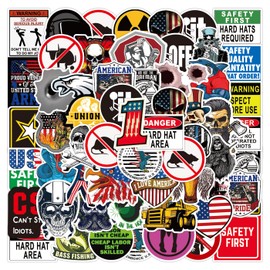 50Pcs Hard Hat Stickers for Toolbox Helmet Hood, Funny Hardhat Stickers Decals for Electrician Welder Construction Union Ironworker Lineman, Waterproof Vinyl Stickers