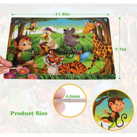 Wooden Puzzles Toys for Kids Ages 4-6, Set of 3 Packs with 60-Piece Wood Jigsaw Puzzles, Dinosaur, Animal and Space Theme. Ideal Gifts for Boys and Girls 3 4 5 6 7 8 Years Old