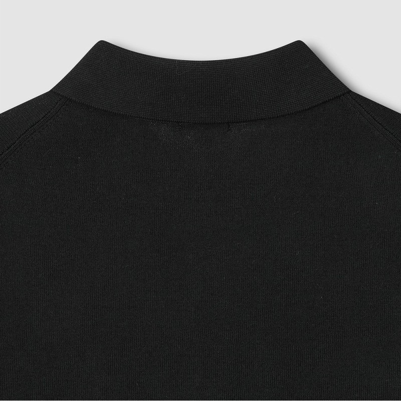 JAJU [JAJU] Women's Lecture Collar Short-Sleeve Knit_Black