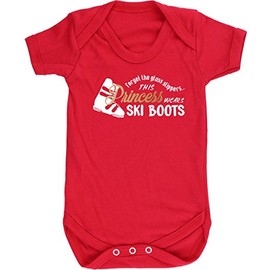 Hippowarehouse Forget The Glass Slippers This Princess Wears Ski Boots Baby Vest Bodysuit (Short Sleeve) Boys Girls Red