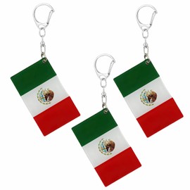 BQTBQT Mexico Flag Keychain - Double Sided Acrylic D Shape Chains Mexican Flags Key Chains Men and Women Style Car Key chain Gifts Decoration (3 Pcs)