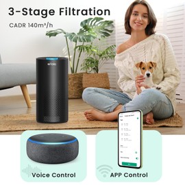 Afloia Air Purifiers for Bedroom Home Large Room, 2.4GHz Wi-Fi Smart 3 in 1 Filter Air Purifiers for Pets Allergy Odor Smoke Dust Mold Pollen, Air Cleaners Work with Alexa and Google Assistant