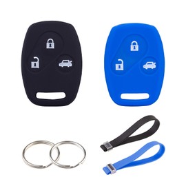 BE 2 fundas para llavero para Honda, Accord de silicona con llavero, compatible con Honda Civic SI Hybrid EX Accord CR-V Pilot Element, accesorios Honda para llave de coche, color negro y azul
