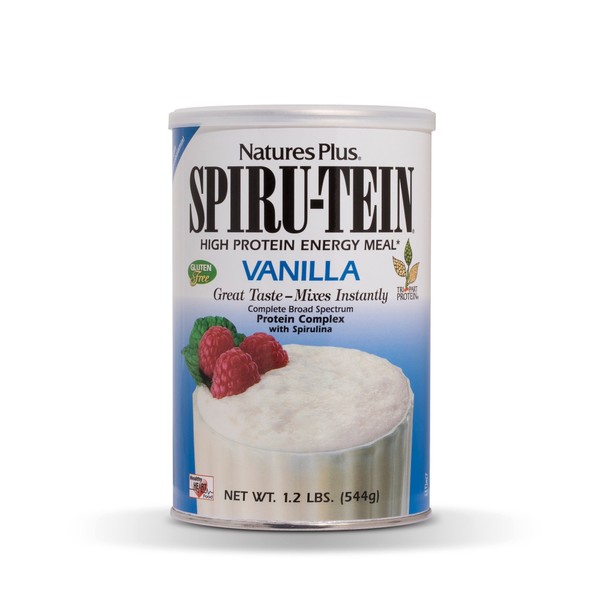 NaturesPlus SPIRU-TEIN Shake - Vanilla - 1.2 lbs, Spirulina Protein Powder - Plant Based Meal Replacement, Vitamins & Minerals For Energy - Vegetarian, Gluten-Free - 16 Servings