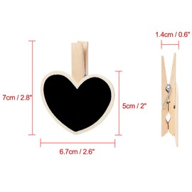 uxcell 10pcs Mini Chalkboards Signs with Wooden Clip Wood Heart Design Chalkboard Tag for Weddings Birthday Party Message Board Signs Table Number Reminder Price Tag