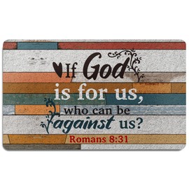 M-Qizi Inspirational Gifts Door Mat - Inspirational Gifts for Women, 17x30 Inch Non-Slip Door Mat, Plastic Door Mat, Door Mat Indoor Entrance, Home Decor - Romans 8:31