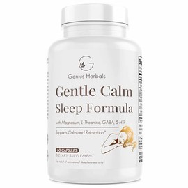 Fórmula suave y tranquila para dormir con magnesio, L-teanina, melatonina, GABA, 5-Htp | Ayuda para dormir | Sin OMG - 60 cápsulas