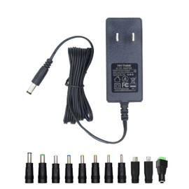 12V 2A 24W Power Supply Adapter with 11 Interchangeable Jacks Plug, 1 Pack