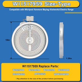 UPGRADED W11517959 10" Dual Radiant Surface Element Compatible with Whirlpool Ken-more and KitchenAid Electric Range, W10275048 Haliant Element Replace AP7012212, W10823729, W10350485
