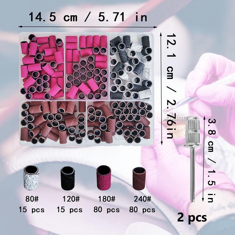 190 Pcs Nail Drill Sanding Bands Set, Grits Nail Sanding
