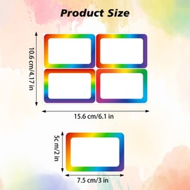 Wonmon 200 PCS Rainbow Name Tags Stickers, Self Adhesive Colorful Rainbow Name Tag Labels Stickers for Back to School Classroom Student Office Desk Cubby Locker Themed Party, 2x3 inch