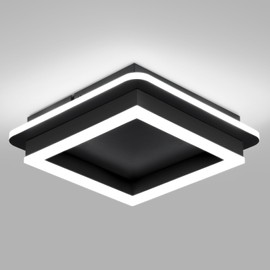 CANEOE Black Modern LED Ceiling Light, Square Flush Mount Ceiling Hallway Light Fxitures, 6000K Cold White Small Close to Ceiling Lamp for Bedroom Hallway Kitchen Balcony Cloakroom