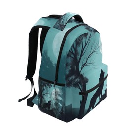 Nander Backpack Travel Evening Moon Wolf School Bookbags Shoulder Laptop Daypack College Bag for Womens Mens Boys Girls