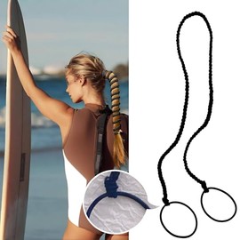 25"/64cm Rip Tie Hair Ties Ponytail Holders for Water Sports, Mid-Length Hair Bobbles for Thick Hair Scrunchies No No Snagging Damage Strong Braided Pony Tails Ties Curly Hair (No Clasp Black)