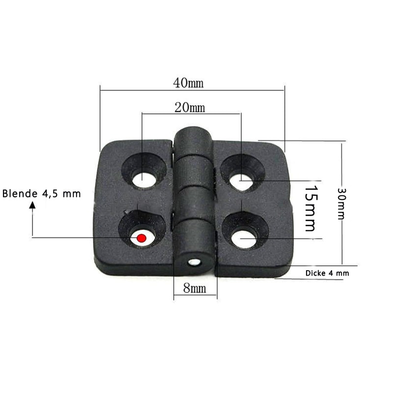 Pack of 4 Hinges for Cabinet Doors, Nylon Hinge, 30
