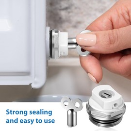 yotutun Pack of 5 Radiator Bleed Valves with 2 Bleed Keys, 1/2 Inch Bleeder Bleeder Brass Nickel-Plated Radiator Bleeding Manual Heating Valve Exhaust Nozzle Bleed Screw