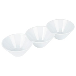 Restaurantware-13.4 x 4.9 x 2.3 Inch Triple Dip Bowls, 1 Microwavable Condiment Server - 3 Compartments, Microwavable, White Porcelain Dip Tray, Dishwashable, For Snacks, Condiments, Or Toppings