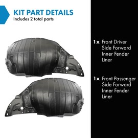 TRQ Front Inner Fender Liner Set Compatible with 2009-2020 Nissan 370Z NI1248121 NI1249121