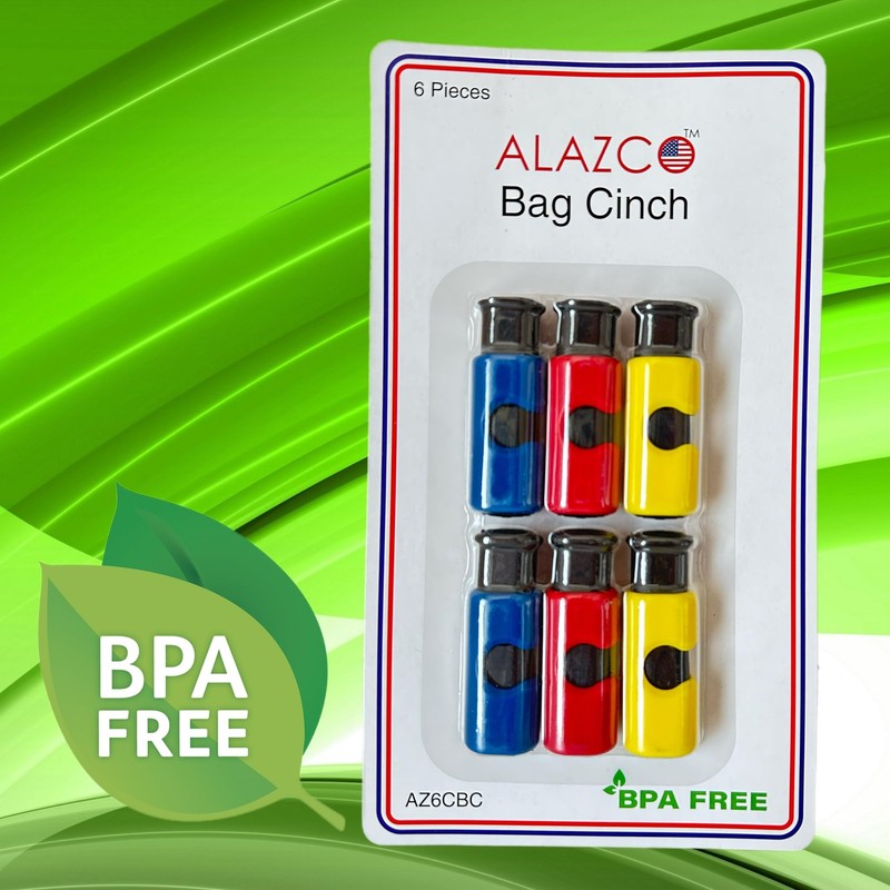 6pc BPA-Free Premium Quality ALAZCO Bag Clips - Value Set
