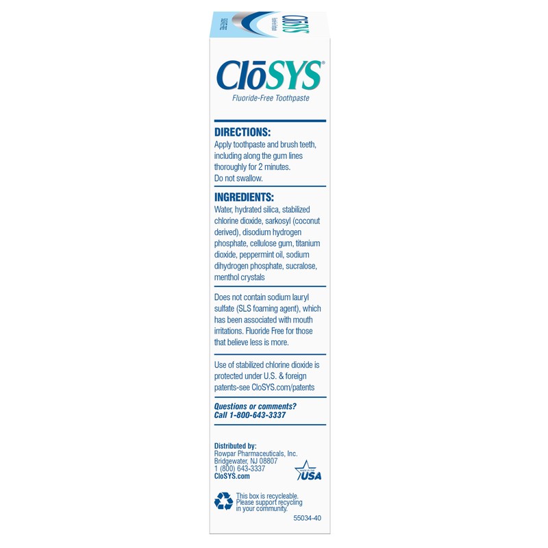 CloSYS Fluoride Free Toothpaste, 3.4 Ounce, Travel Size, Gentle Mint,