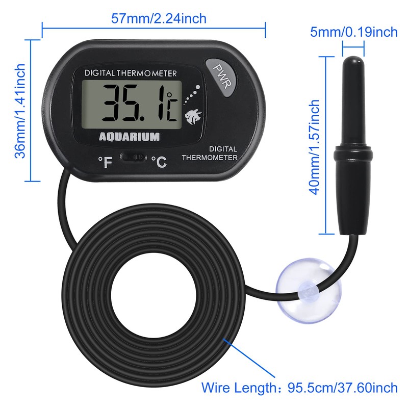 AITRIP 4 Pack Digital Aquarium Thermometer Aquarium Thermometer Water Thermometer
