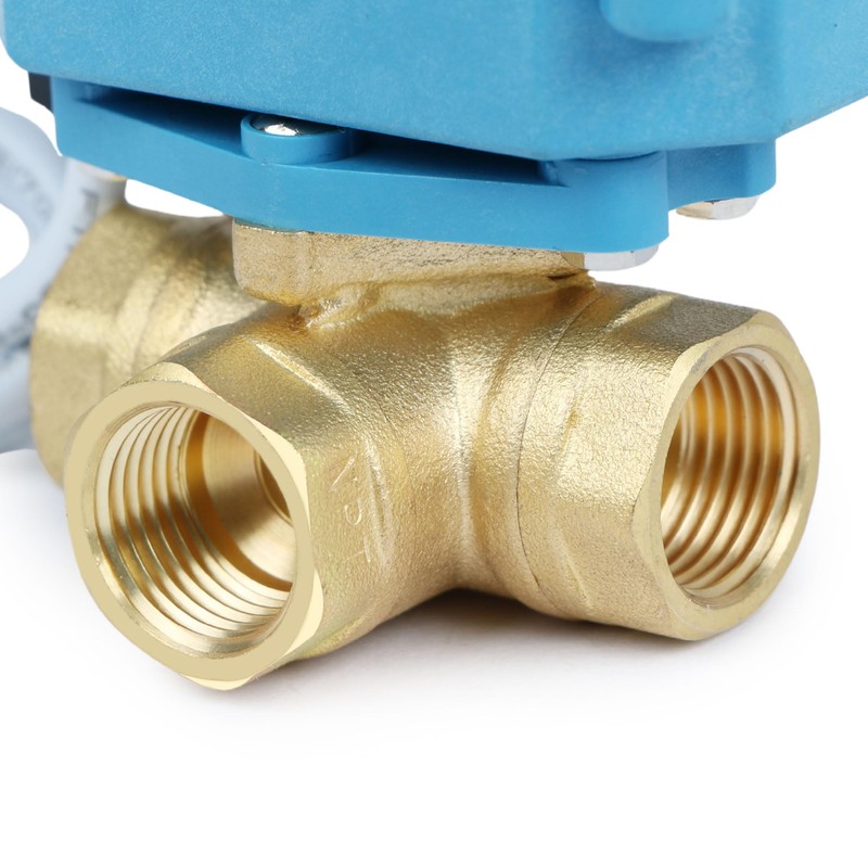 U.S. Solid 3-Way Brass Motor Ball Valve, Heavy Duty Versatile