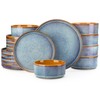 vancasso ONION Ceramic Plates and Bowls Sets, 18 Pieces Blue