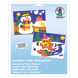 Ursus 8410009 Sand Pictures, Merry Christmas, Craft Set with 2 Pictures, Sand in 10 Different Colours, for Children from 3 Years