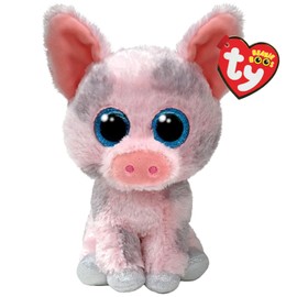 Ty Beanie Boos T37318 Hambo the Delicate Pig with Glittering Blue Eyes Plush Toy with Glittering Big Eyes 15 cm