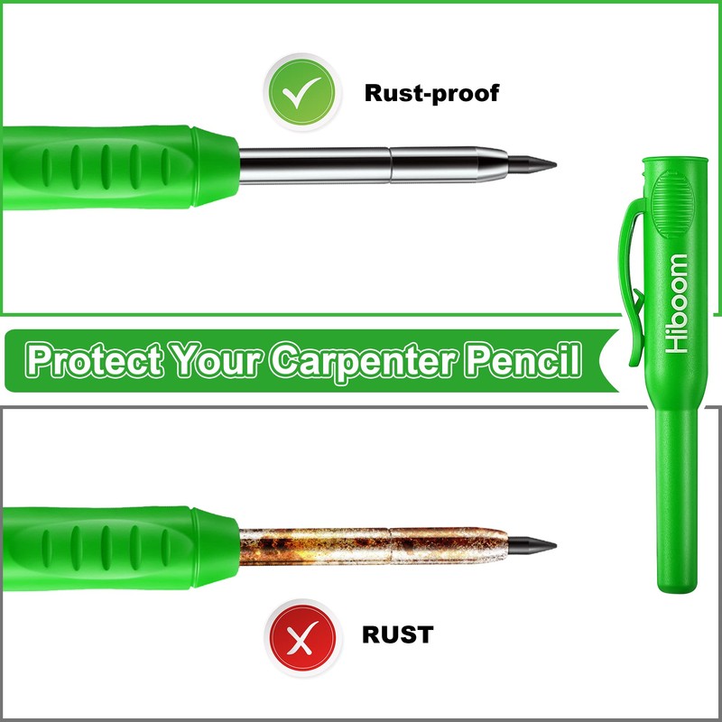 Hiboom 3 Pack Carpenter Pencils Set with 24 Refills, 2.8