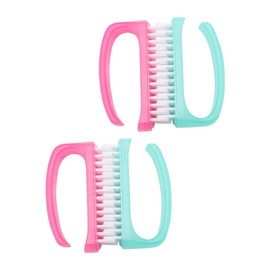 Healeved 4pcs Manicure Nail Dust Brushes Fingernail Cleaning Tools Bent Handle Design for Easy Storage for Nail Art and Random Colors