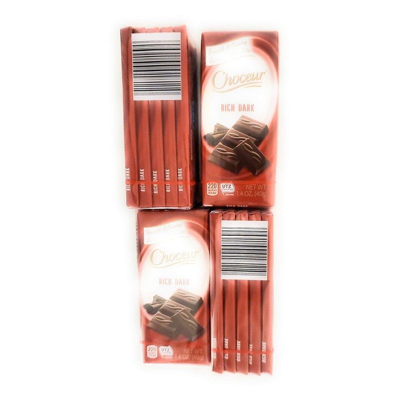 Choceur Rich Dark Chocolate Bars 1.4oz/40g Multi-pack (20 Bars)