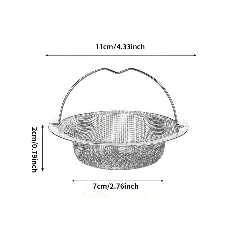 1pc Stainless Steel Sink Strainer with Handle – Rustproof Anti-Clog