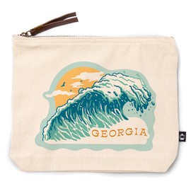 Lantern Press Georgia, Distressed Ink, Perfect Wave, 100% Cotton Zipper Pouch, Travel Accessory, Go Bag