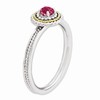 Sterling Silver & 14K Gold Plated Stackable Created Ruby Ring,