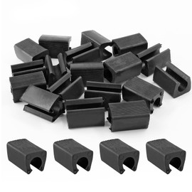 Qjaiune 20PCS Plastic Furniture Feet Protectors 12mm Plastic Cap, Bar Stool Floor Protectors Rectangle Non-Slip Leg Tips, Oblong Chair Leg Caps Plastic Foot Pads Patio Chair Feet Covers Glides (Black)