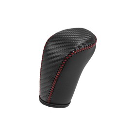 Hihaha Faux Leather Gear Shift Knob Cover for Nissan Altima 2019-2021 Sentra Versa 2020-2021 Kicks 18-21 Ar Protect Accessories Case Carbon Fiber Black with Red Stitches Durable Material