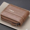 Mens Zipper Wallet Large Capacity Leather Bifold Purse with ID